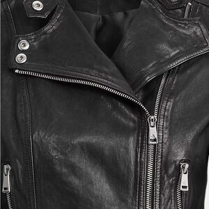 Polo Ralph Lauren Black Leather Jacket with Silver Accents